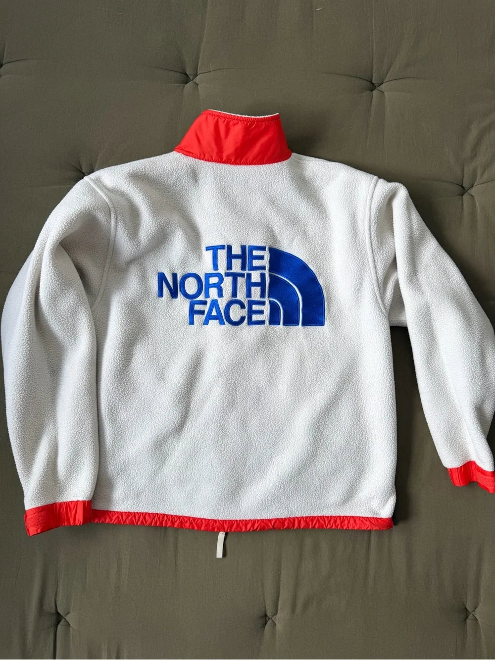 The North Face Fleece Jacket Medium Color Block White Orange